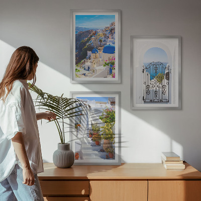 Tavelset ovanför soffa Santorini-arkitekturen i Oia