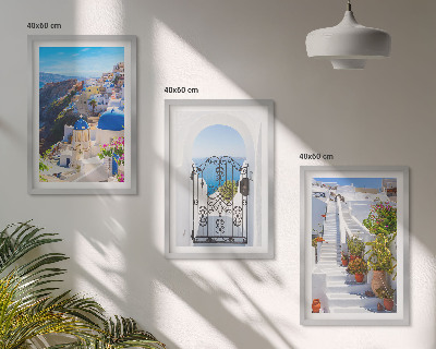 Tavelset ovanför soffa Santorini-arkitekturen i Oia