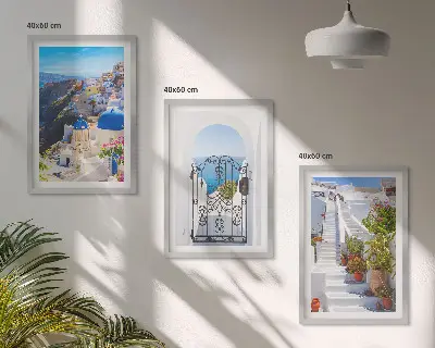 Tavelset Santorini i Oia tavlor ovanför soffan