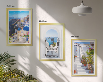 Tavelset ovanför soffa Santorini-arkitekturen i Oia