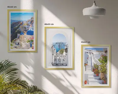 Tavelset Santorini i Oia tavlor ovanför soffan