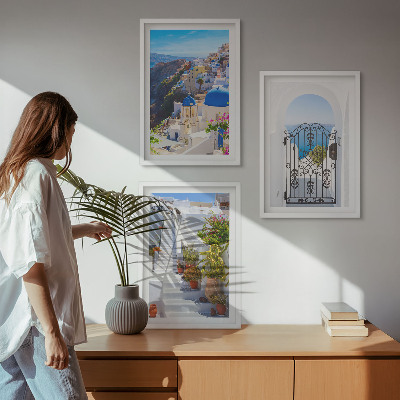 Tavelset ovanför soffa Santorini-arkitekturen i Oia