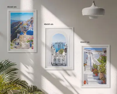 Tavelset Santorini i Oia tavlor ovanför soffan