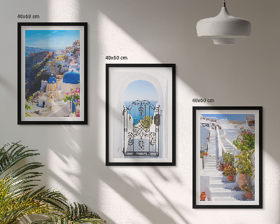 Tavelset ovanför soffa Santorini-arkitekturen i Oia