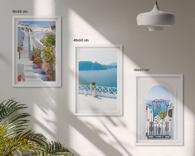 Tavelpaket med ramar Vita trappor växter havsport