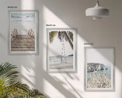 Tavelset för vägg ovanför soffa strandtrappa i trä och gunga
