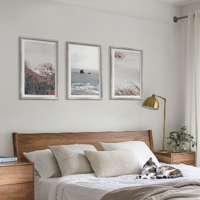 Tavelpaket med ramar Berg, moln, hav, sand, natur