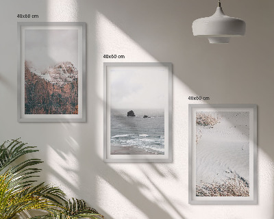 Tavelpaket med ramar Berg, moln, hav, sand, natur