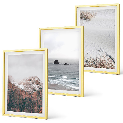 Tavelpaket med ramar Berg, moln, hav, sand, natur