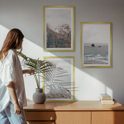 Tavelpaket med ramar Berg, moln, hav, sand, natur