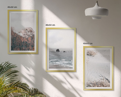 Tavelpaket med ramar Berg, moln, hav, sand, natur