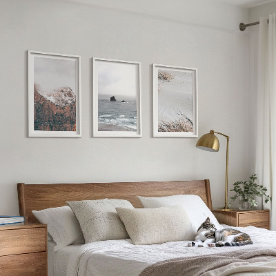Tavelpaket med ramar Berg, moln, hav, sand, natur