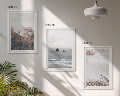Tavelpaket med ramar Berg, moln, hav, sand, natur