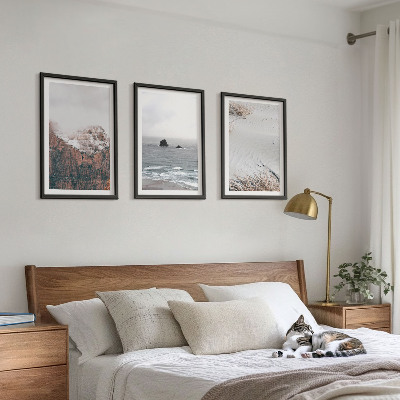 Tavelpaket med ramar Berg, moln, hav, sand, natur