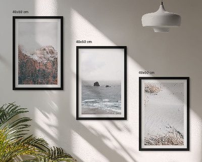 Tavelpaket med ramar Berg, moln, hav, sand, natur