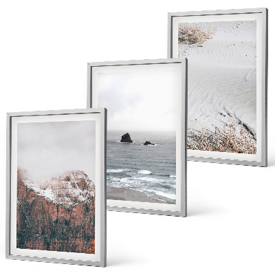 Tavelpaket med ramar Berg, moln, hav, sand, natur