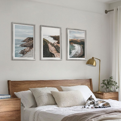 Set om 3 tavlor Klipputsikt, strandlandskap
