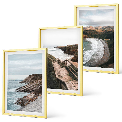 Set om 3 tavlor Klipputsikt, strandlandskap