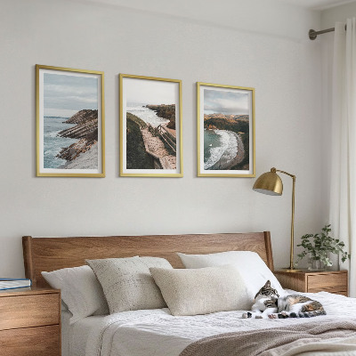 Set om 3 tavlor Klipputsikt, strandlandskap
