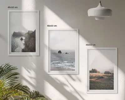 Tavelset med landskapsmotiv berg och hav för vägg ovanför soffa