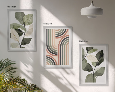 Set om 3 tavlor Geometriska växtmotiv