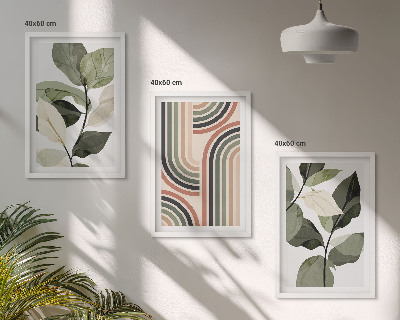 Set om 3 tavlor Geometriska växtmotiv