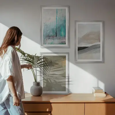 Abstrakta väggdekorationer tavelset för vägg ovanför soffa