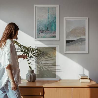 Tavelset ovanför soffa Målade abstrakta dekorationer