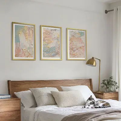Abstrakta pastellmönster set om 3 tavlor