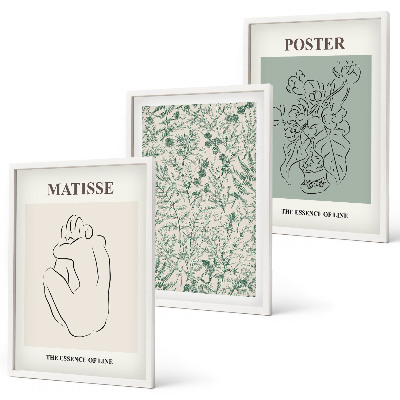 Tavelpaket med ramar Linjer, växtmönster, minimalism