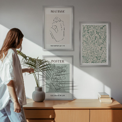 Tavelpaket med ramar Linjer, växtmönster, minimalism