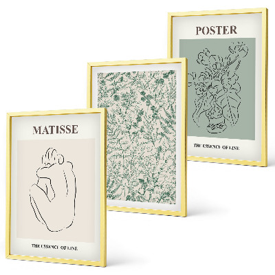 Tavelpaket med ramar Linjer, växtmönster, minimalism