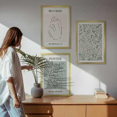 Tavelpaket med ramar Linjer, växtmönster, minimalism