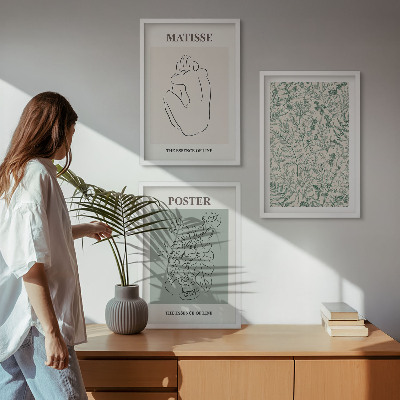 Tavelpaket med ramar Linjer, växtmönster, minimalism
