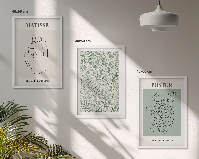 Tavelpaket med ramar Linjer, växtmönster, minimalism