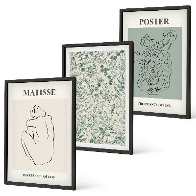 Tavelpaket med ramar Linjer, växtmönster, minimalism