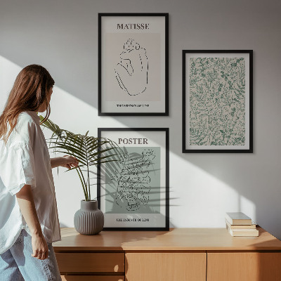 Tavelpaket med ramar Linjer, växtmönster, minimalism