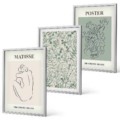 Tavelpaket med ramar Linjer, växtmönster, minimalism