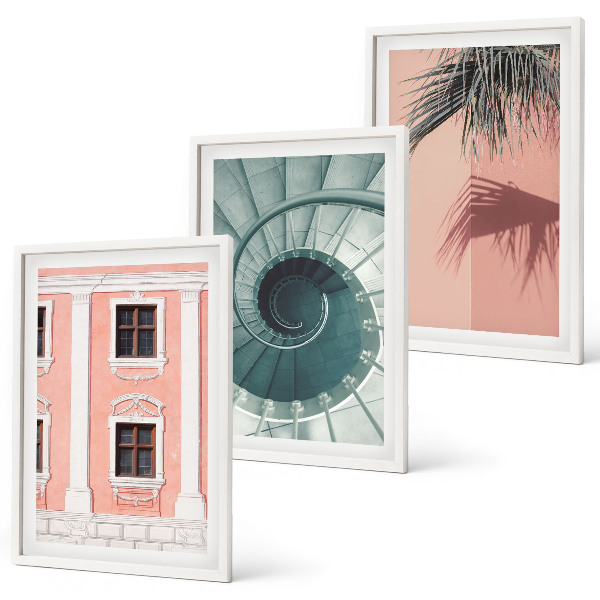Set om 3 tavlor Pastellspiralarkitektur