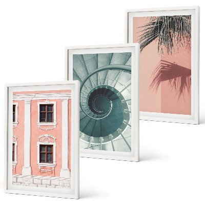 Set om 3 tavlor Pastellspiralarkitektur
