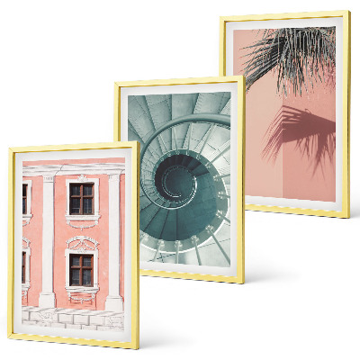 Set om 3 tavlor Pastellspiralarkitektur