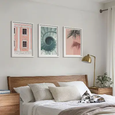 Pastellspiralarkitektur set om 3 tavlor