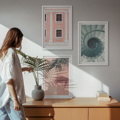 Set om 3 tavlor Pastellspiralarkitektur