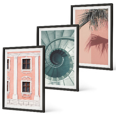Set om 3 tavlor Pastellspiralarkitektur
