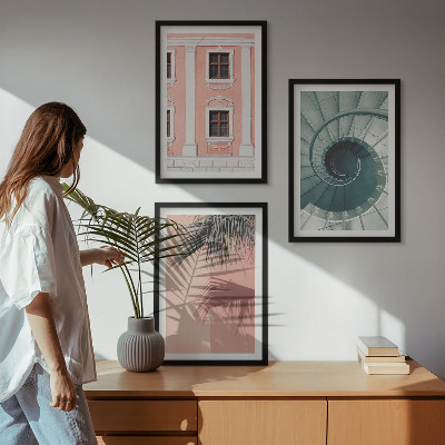 Set om 3 tavlor Pastellspiralarkitektur