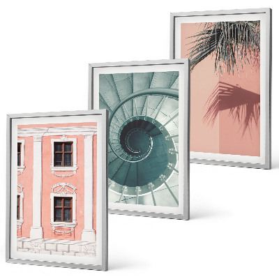 Set om 3 tavlor Pastellspiralarkitektur