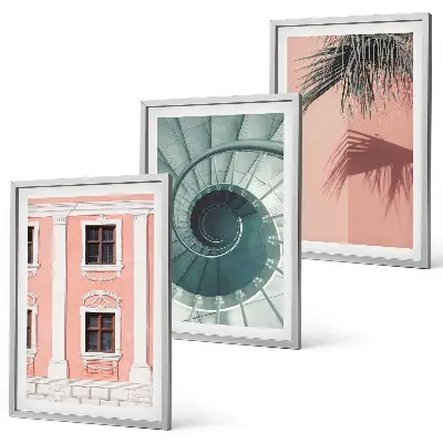 Pastellspiralarkitektur set om 3 tavlor