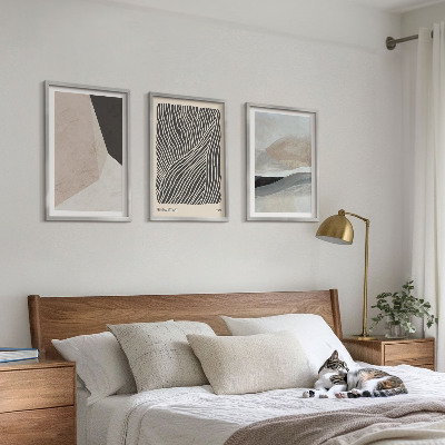 Tavelset ovanför soffa Abstrakta mönster beige och grå