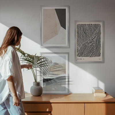 Tavelset ovanför soffa Abstrakta mönster beige och grå