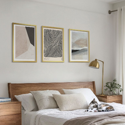 Tavelset ovanför soffa Abstrakta mönster beige och grå